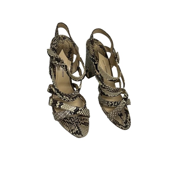 PAUL ANDREW Snakeskin Slingback Block Heel Strapped Heels 41 Handmade Italy 9.5 - Picture 2 of 16